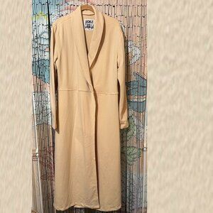 PEACE LOVE WORLD Shannon Shawl Collar Cotton Maxi Duster Coat, Almond Buff, L
